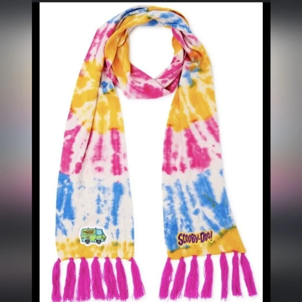 NWOTScooby Doo Mystery Machine Tie Dye All Over Scarf With Tassels Adult Unisex